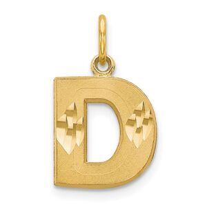14k Yellow Gold, Julia Collection, Small Satin Block Initial D Pendant
